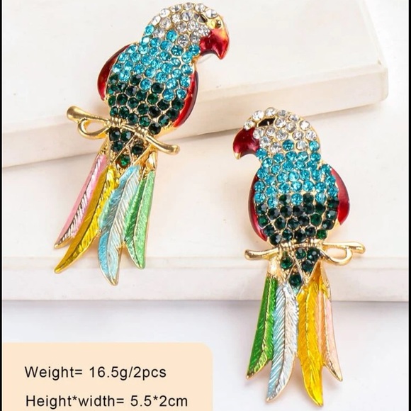 Cubic Zirconia Parrot Earrings - Picture 5 of 6
